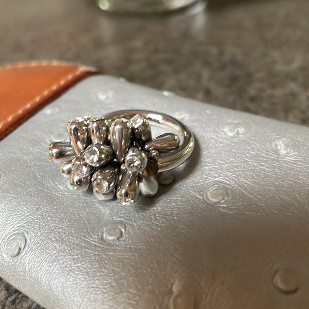 Silver plated cocktail “Diamonds” sparkling and adjustable ring!  Bougie and fun
